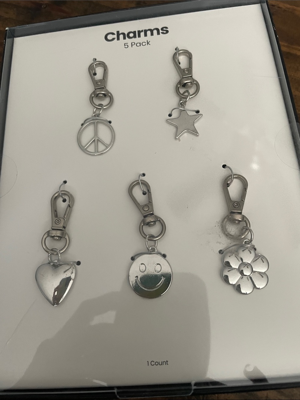Silver Charm Keychain Set - 5 Pack